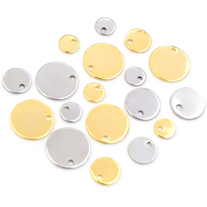 Stainless Steel Round Blank Tags Pendants For DIY Jewelry Making Polished