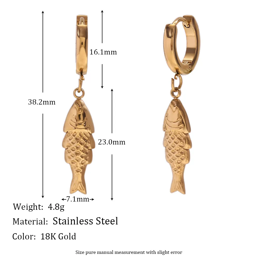 Ocean Sea Theme Hoop Earrings For Women Stainless Steel 18K Gold Plated Dolphin Seahorse Starfish Turtle Shell Charms