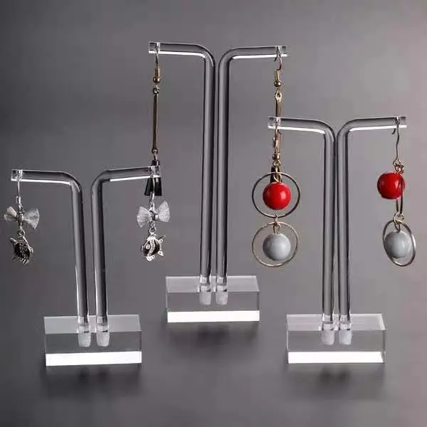 Clear Acrylic Earring Display Stand T-Shape Jewelry Holder Stud Showcase Organizer Professional Counter Props Transparent