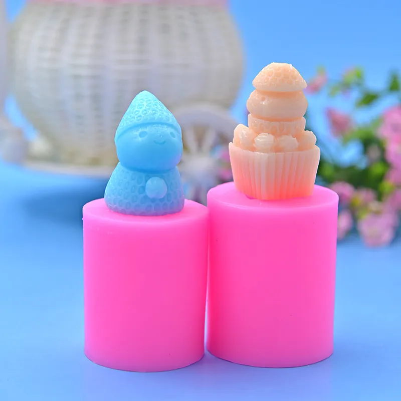 Snowman Gnome Silicone Cake Mold Layered Fruit Shape 3D Relief DIY Baking Decorating Tool Flexible Pink Heat Resistant