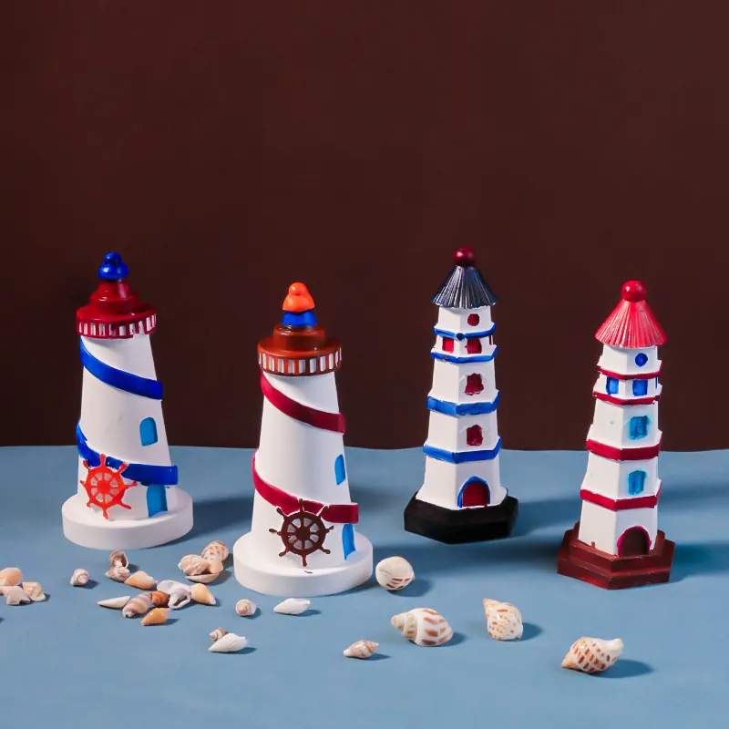 Lighthouse Silicone Mold Mediterranean Style DIY Resin Plaster Craft For Candle Making Ocean Theme Home Decoration Tool