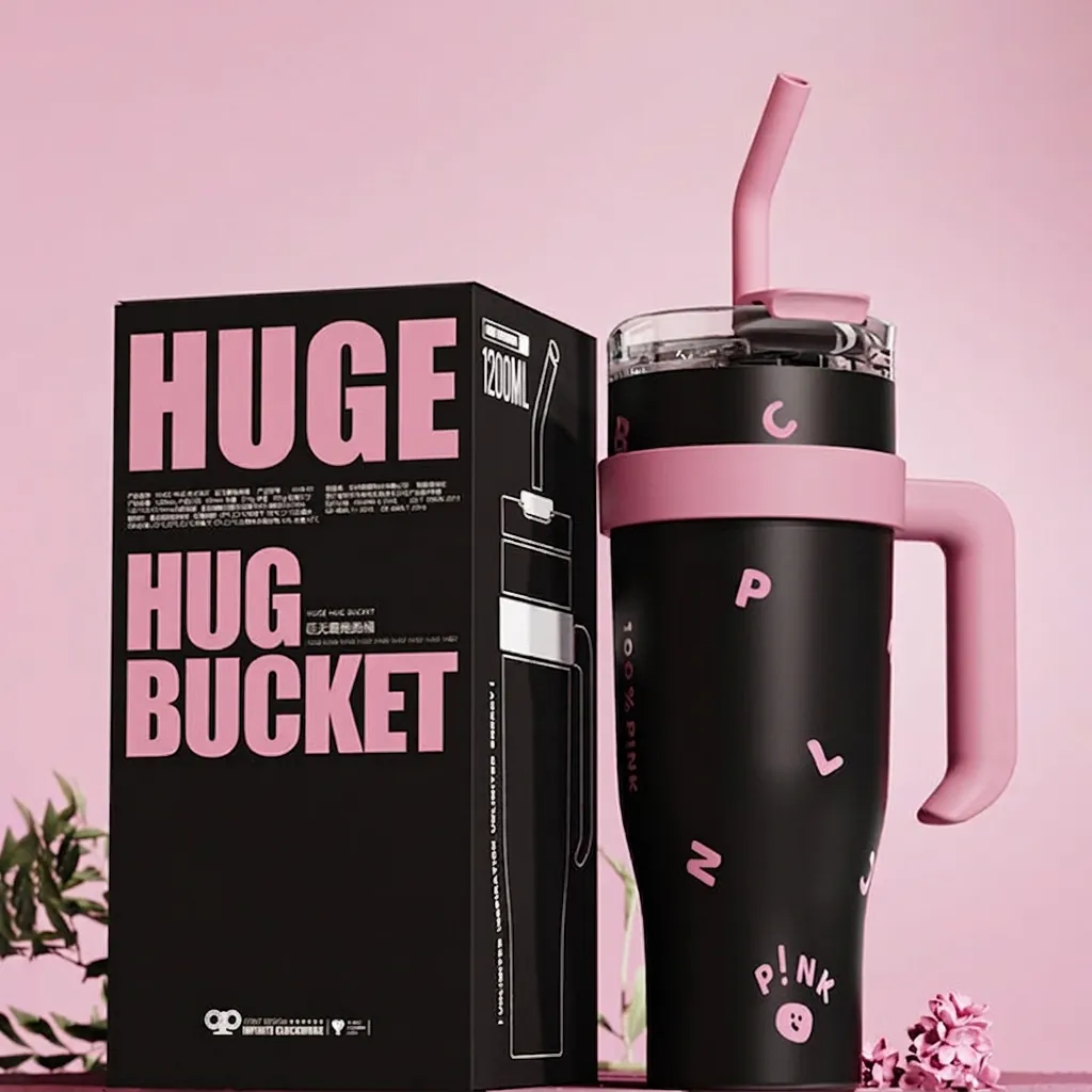 Large Capacity 304 Stainless Steel Insulated Tumbler With Handle And Straw Portable Vacuum Cup For Travel Car