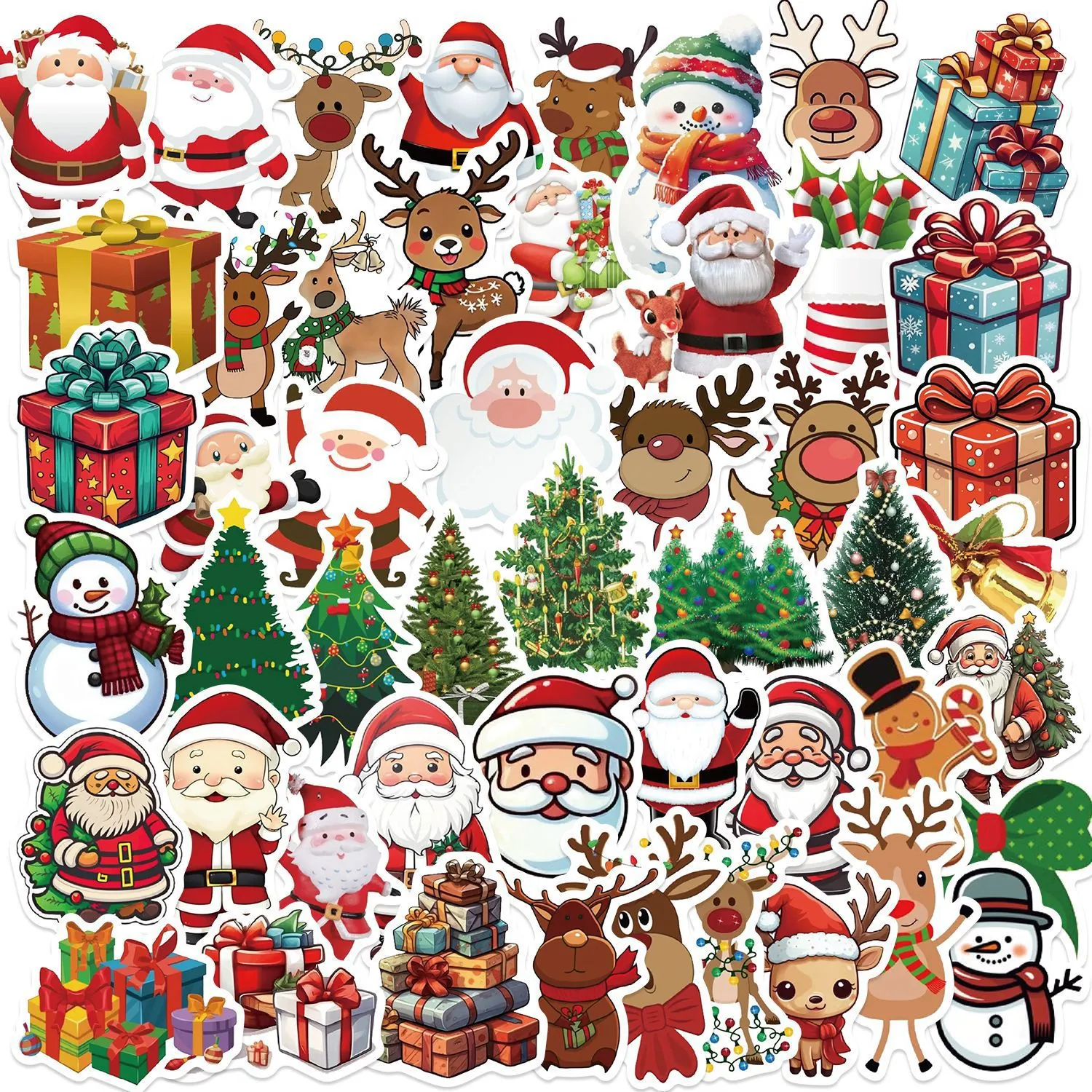 Christmas Cartoon Graffiti Stickers For Party Decoration Waterproof PVC Matte Decals For Laptop Luggage Guitar DIY Xmas Holiday Gift