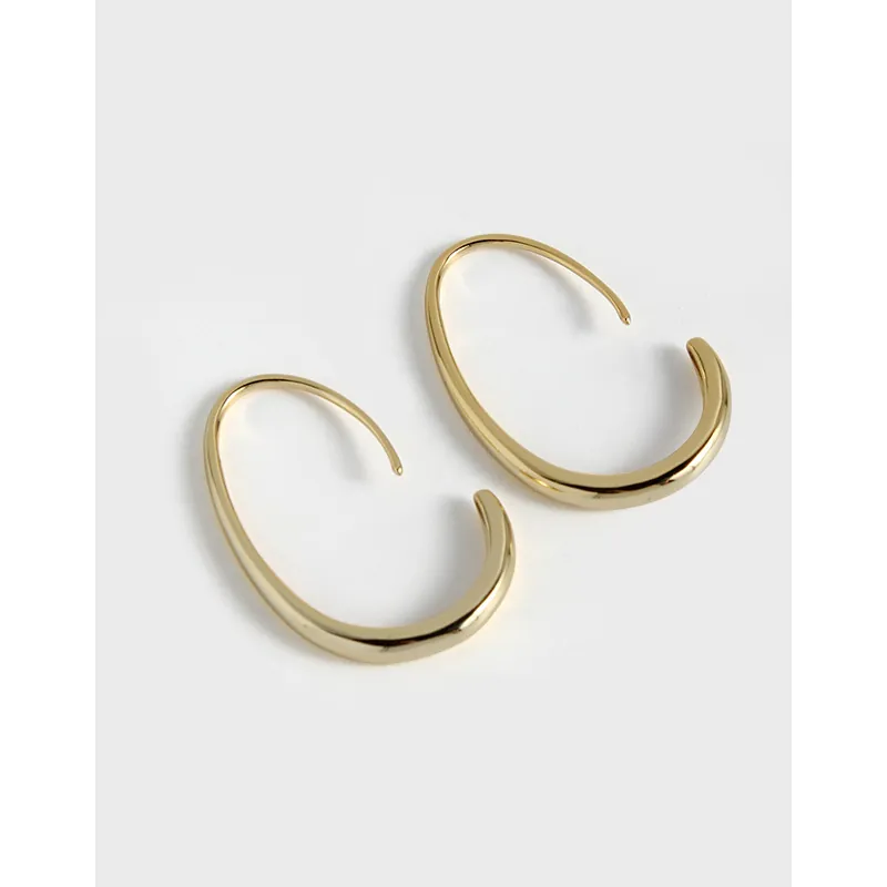 Orecchini a Bottone a Forma di C in Argento Sterling 925 Minimalista per Donna Stile Coreano Oro Platino Placcato Gioielli