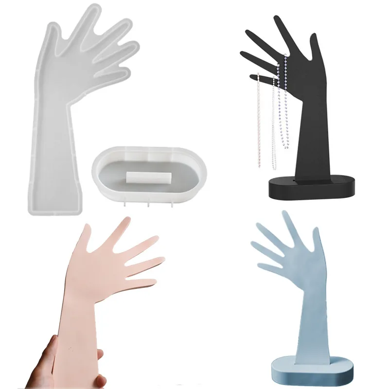 Stampo In Silicone A Forma Di Mano E Stampo Per Base Per Espositore Per Gioielli Artigianato In Resina Portanelli