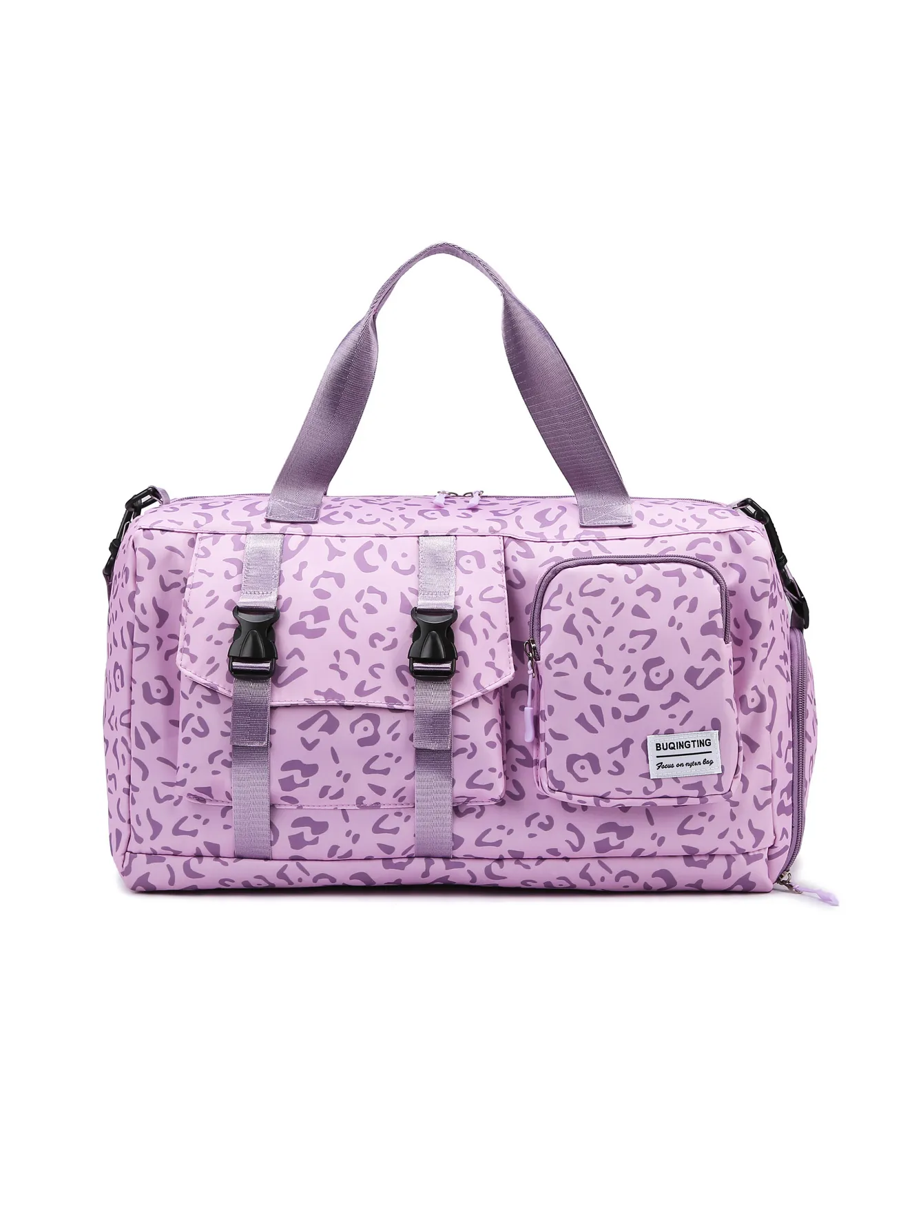 Large Capacity Duffel Bag Nylon Dry Wet Separation Independent Shoe Compartment Sports Fitness Travel Leopard Zebra Print