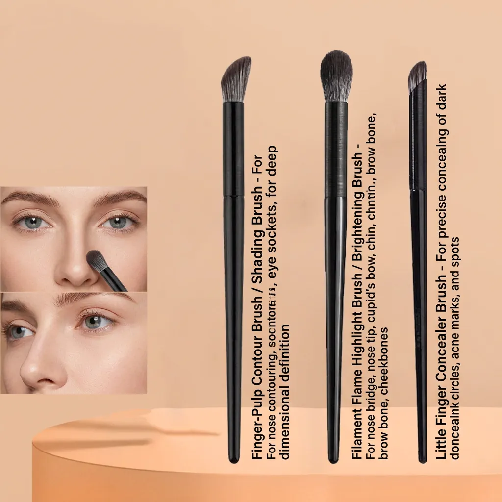 Pinceaux De Maquillage Fibre Synthétique Plastique Doigt Contour Illuminateur Correcteur Poils Souples Outil Visage