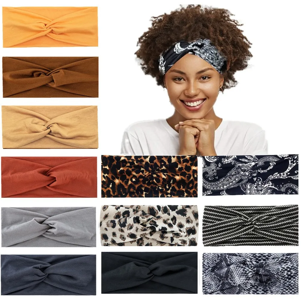 Torsions Yoga Stirnband Für Damen Elastisch Rutschfest Breit Schweißableitend Haarband Solid Tie Dye Druck Sport Haarschmuck