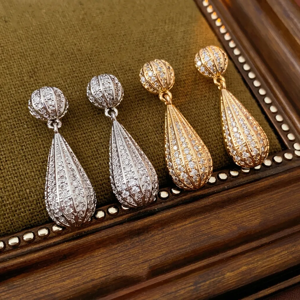 Vintage Druppel Hangende Oorbellen Met Zilveren Pin Koper Cubic Zirconia Elegant Luxe Sieraden