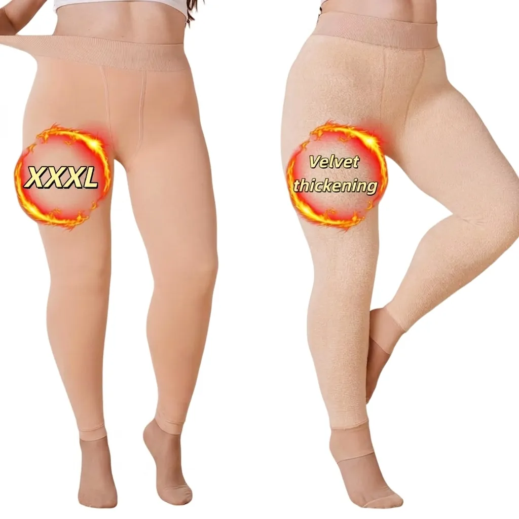 Damen Fleece Gefütterte Strumpfhose Verdickt Warm Nylon Hohe Elastizität Formend Hautfarben Schlankmachend Winter Leggings