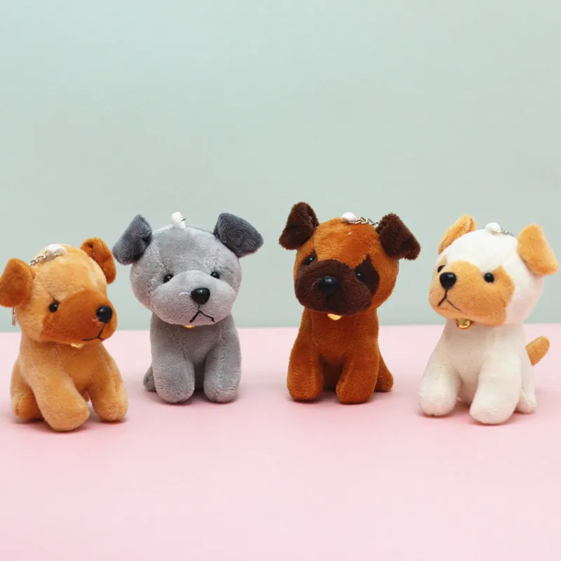 Cute Puppy Plush Keychain Mini Dog Stuffed Animal Toy Pendant With Bell For Bag Decoration Gift