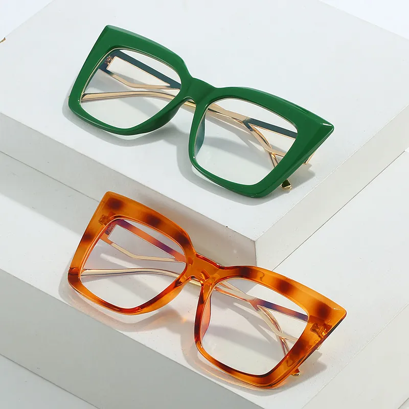 Fashion Cat Eye Anti Blue Light Glasses Square Frame Optical Eyewear For Women UV400 Protection PC Metal Lightweight