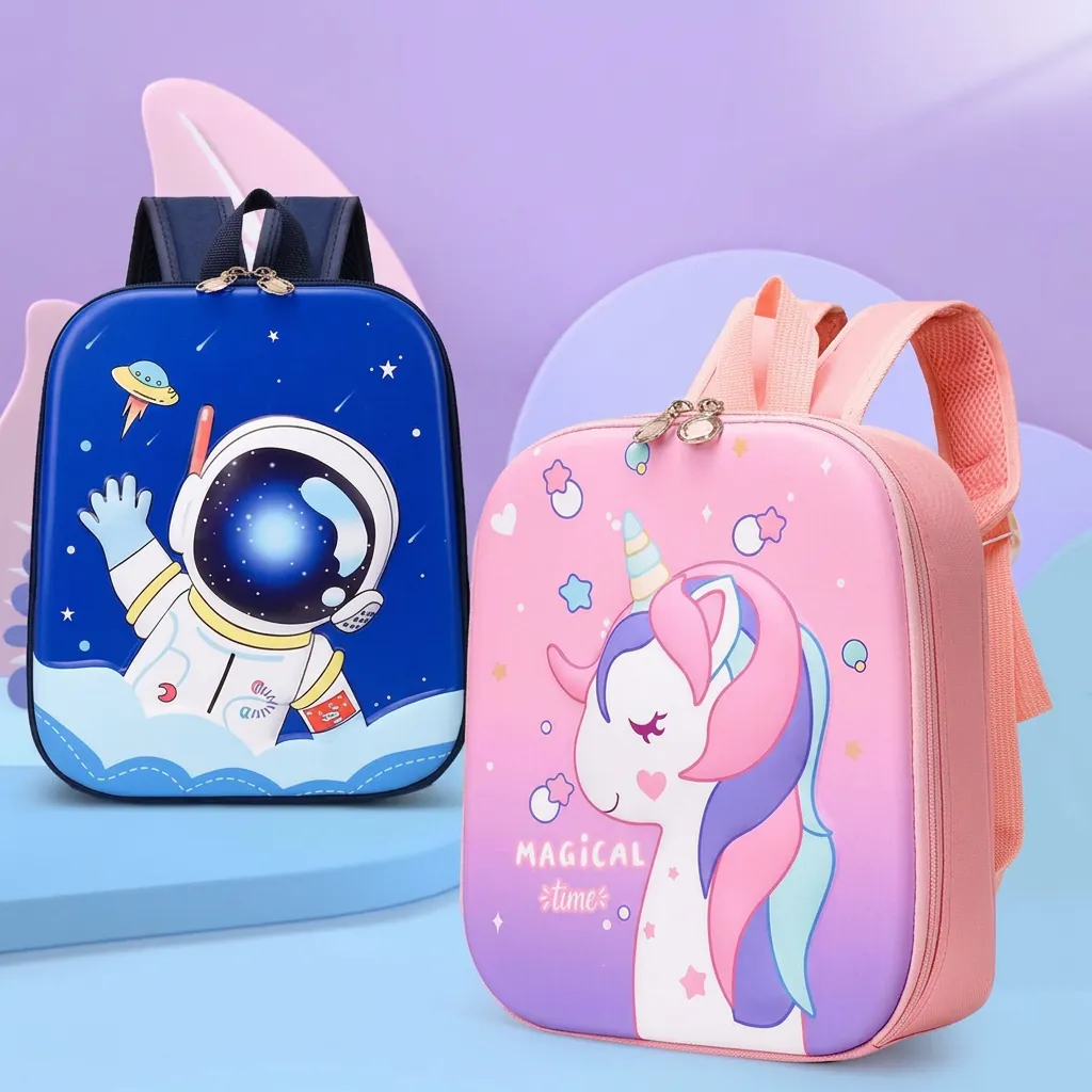 Kids 3D Cartoon Backpack Waterproof Lightweight EVA PVC School Bag For Boys Girls Kindergarten Cute Animal Patterns