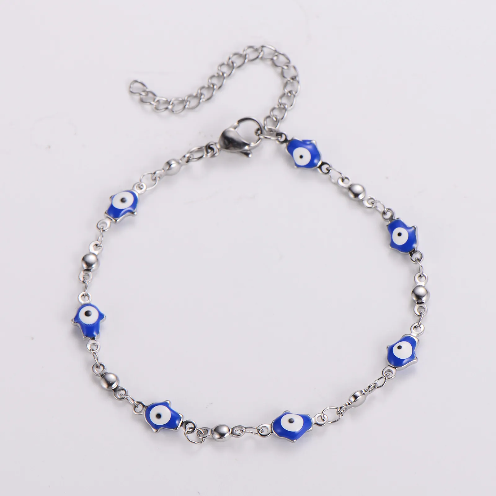 Stainless Steel Colorful Enamel Evil Eye Hamsa Hand Bracelet For Women Men Adjustable Boho Ethnic Style Jewelry Fashion Accessory