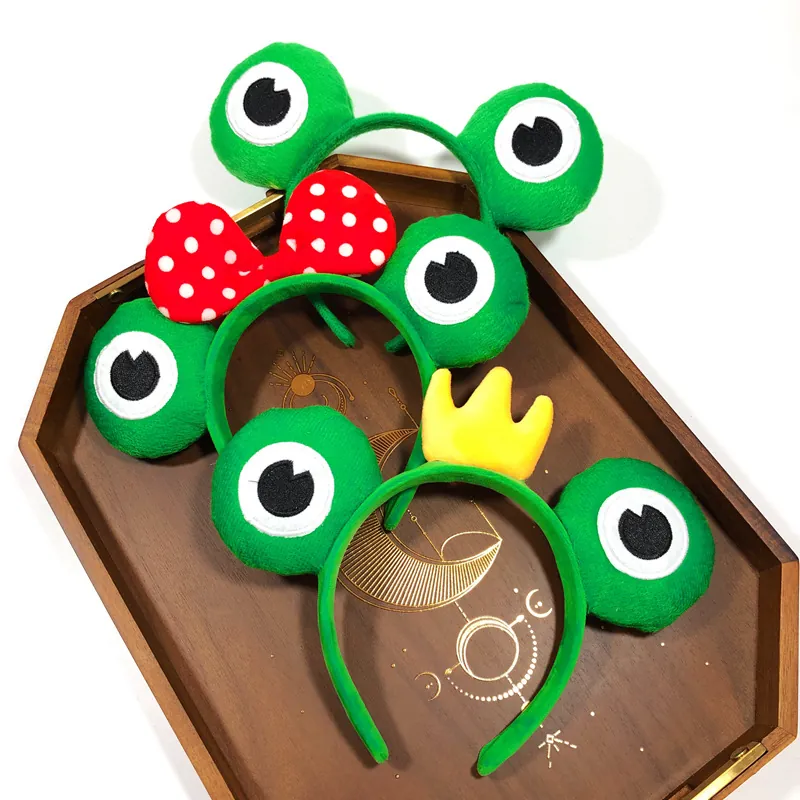 Mignon Bandeau Peluche Yeux De Grenouille Élastique Doux Bande De Cheveux Animal Pour Lavage Du Visage Maquillage Femmes