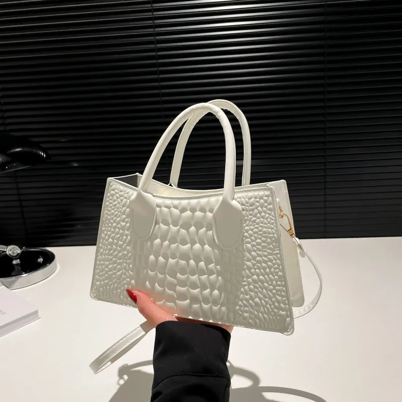 Fashion Women Handbag Crocodile Pattern PU Leather Top Handle Crossbody Shoulder Bag Minimalist Casual Elegant Purse