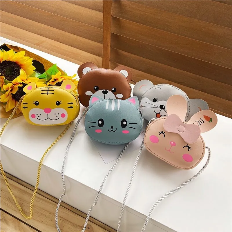 Mini Borsa A Tracolla Per Bambini Cartone Animato Animale Carino Portamonete In Pelle PU Con Cinturino In Corda Intrecciata