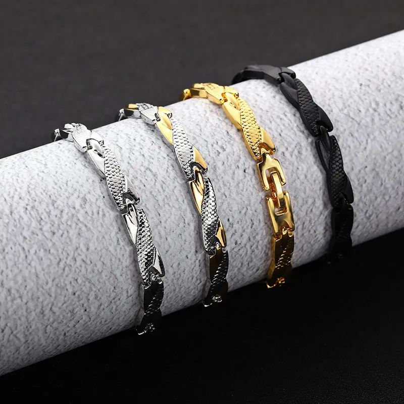 Stainless Steel Chain Bracelet Dragon Scale Texture Magnetic Health Fashion Jewelry For Men