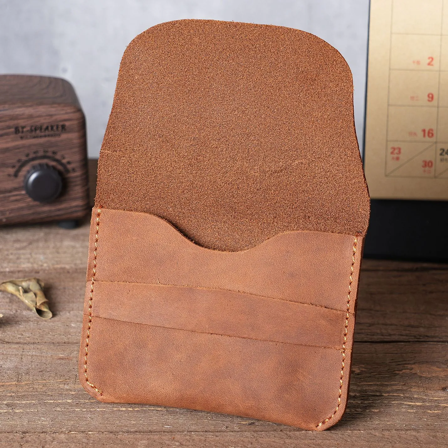 Vintage Genuine Cowhide Leather Card Holder Slim Handmade Crazy Horse Leather Card Case Wallet For Men Retro Style