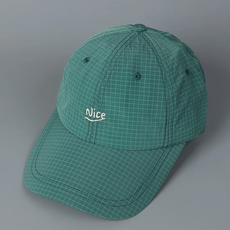 Nice Letter Embroidery Baseball Cap Quick Dry Breathable Grid Pattern Lightweight Outdoor Sun Hat For Men Women