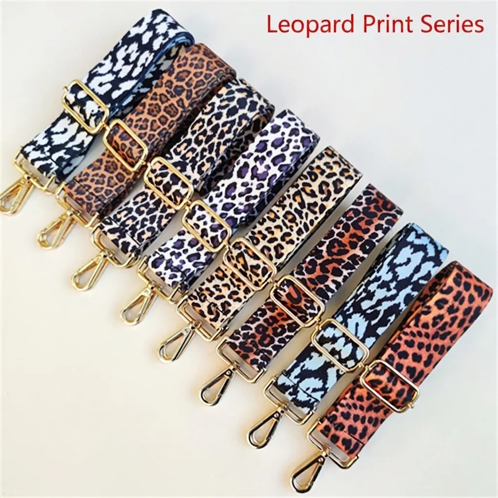 Adjustable Bag Strap Replacement Leopard Print Animal Pattern Shoulder Crossbody Canvas Webbing With Metal Buckle