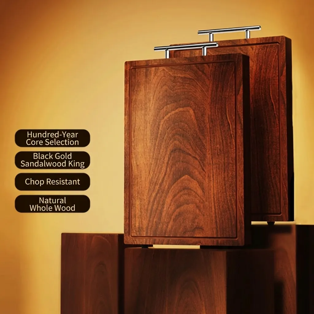 Ebony Wood Cutting Board Natural Solid Wood Chopping Block Durable Anti-Mold Thick Non-Slip For Home Kitchen Use