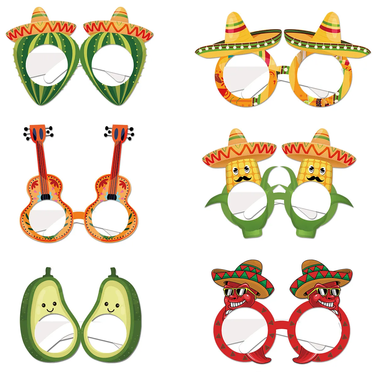 Lunettes de Fête Mexicaine Fiesta Lunettes en Papier Décoratives pour Anniversaire d'Enfant Accessoires Photo Drôles