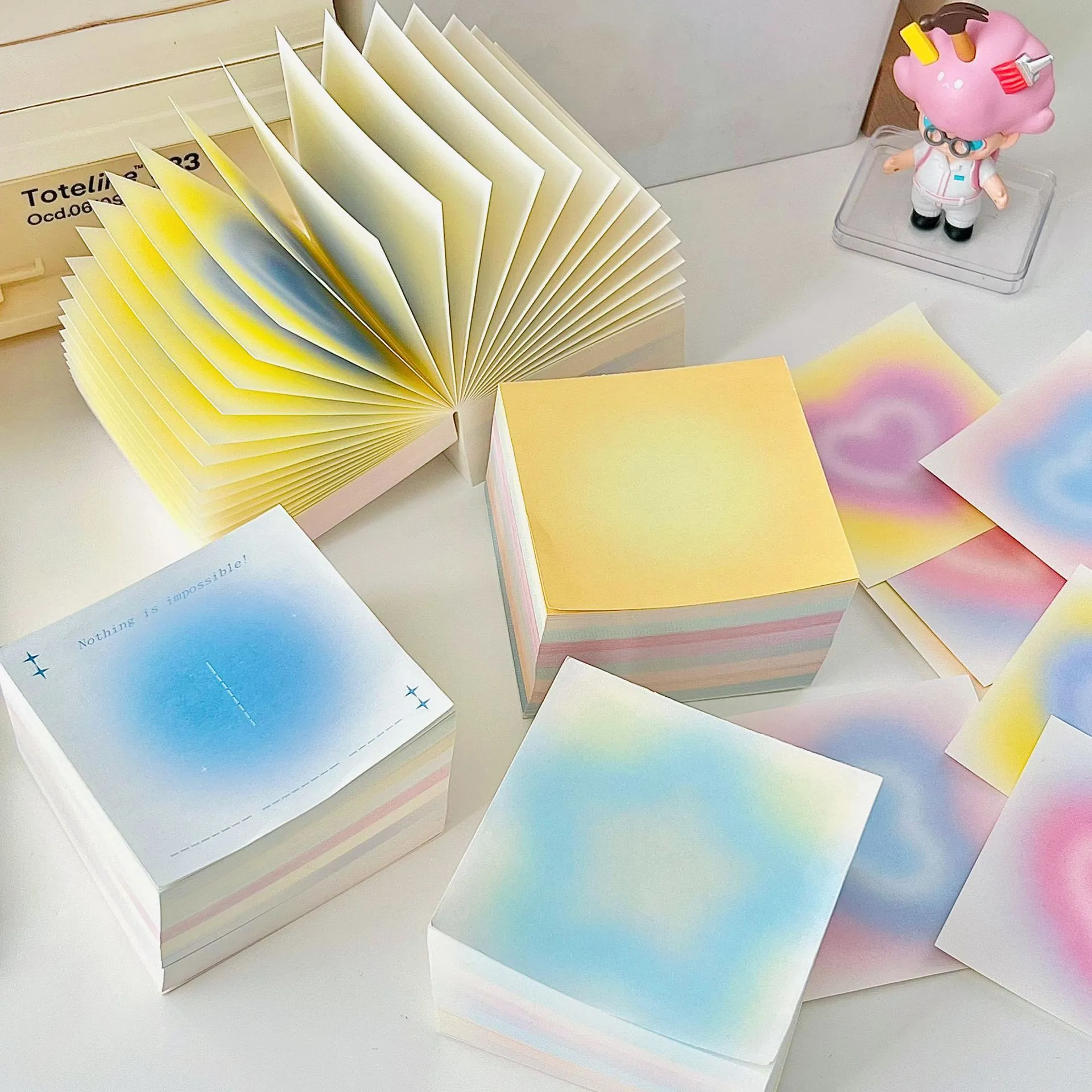 Aesthetic Gradient Memo Pads Thick Square Paper Note Pad For Office School Stationery Desktop Decor