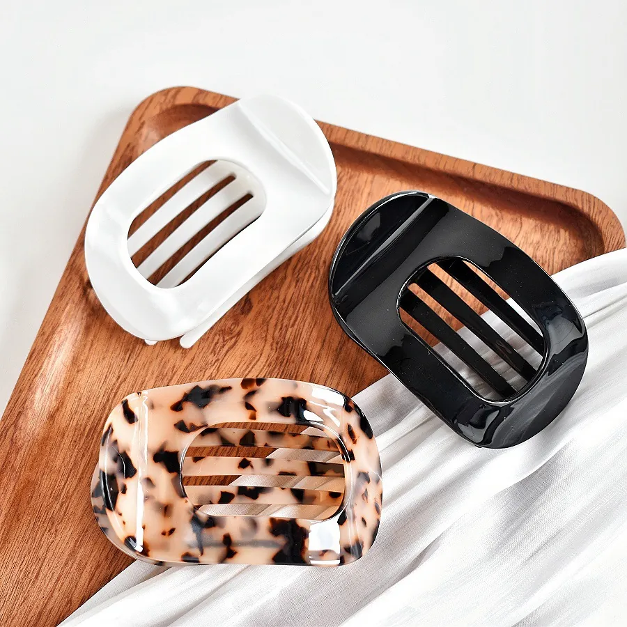 Acetate Hair Claw Clip Hollow Design Tortoiseshell Marble Pattern French Style Hair Grip For Women