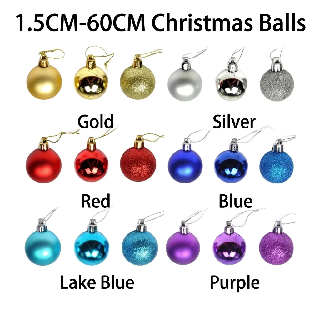 Boules de Noël en Plastique Décoratives Brillantes Mattes Pailletées Ornements Suspendus pour Fête Mariage Décoration Arbre de Noël