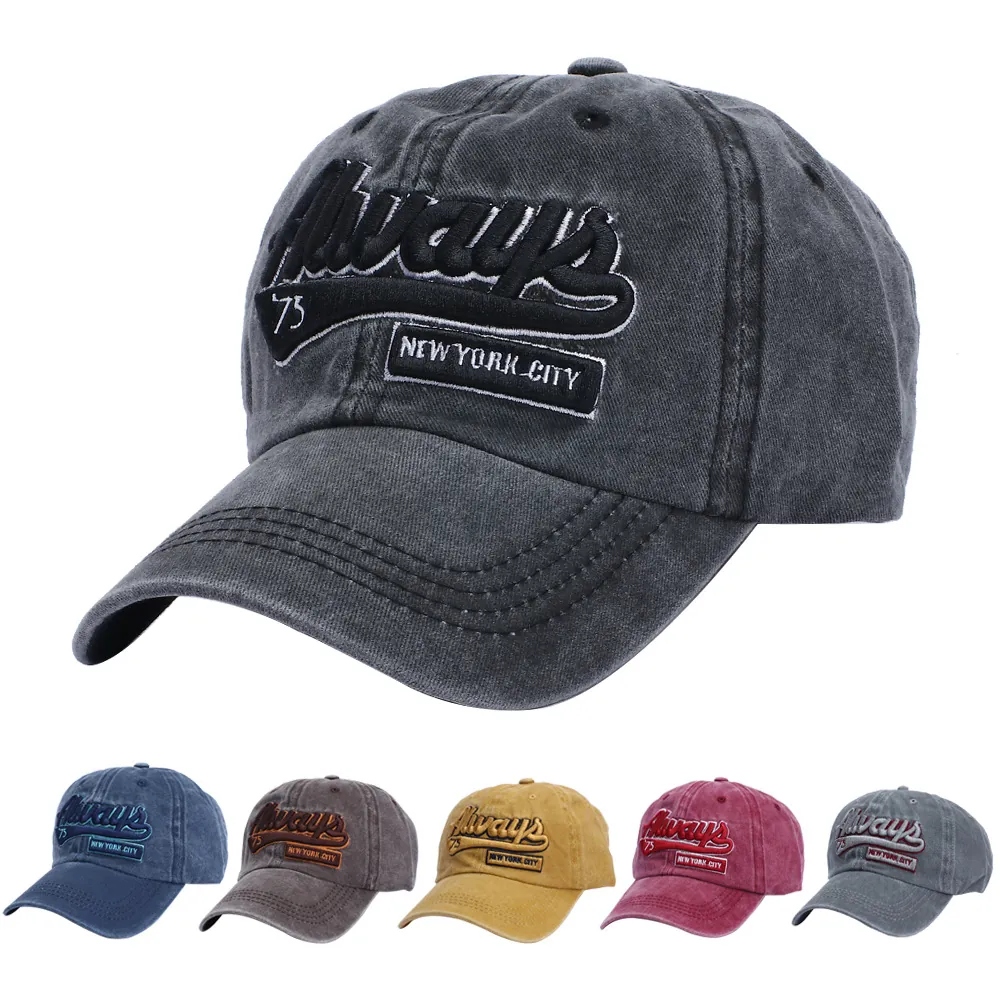Vintage Washed Cotton Baseball Cap With Always 75 Embroidery Distressed Sun Protection Hat For Men And Women