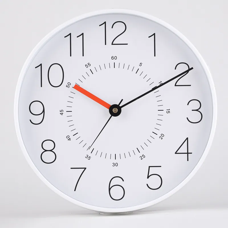 Modern Silent Wall Clock Round Quartz Non-Ticking Battery Operated ABS Plastic Glass Mirror Easy To Read Numerals