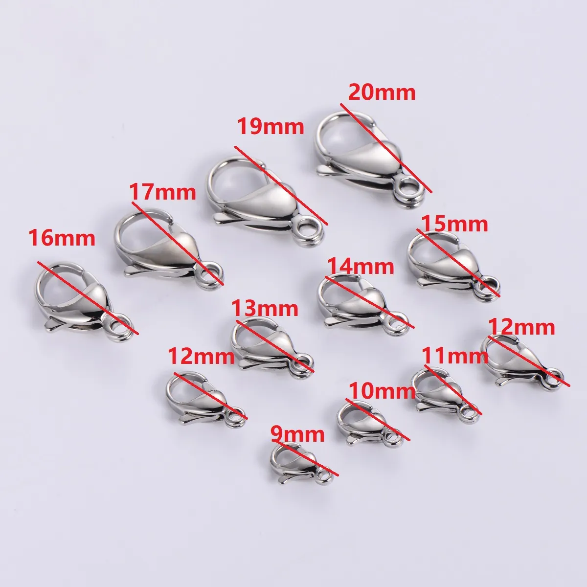 Lobster Clasps Stainless Steel Polished Jewelry Findings For DIY Necklace Bracelet Craft Making High Quality Metal Hook