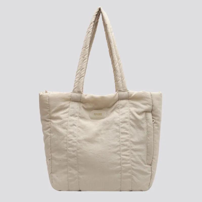 Quilted Nylon Tote Bag Large Capacity Padded Shoulder Handbag Women Daily Commute School Travel Casual Puffer Style