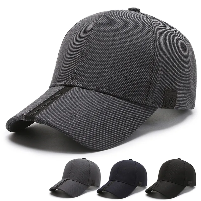 Baseball Cap For Men Acrylic Ribbed Texture Curved Brim Adjustable Outdoor Sport Sunshade Hat