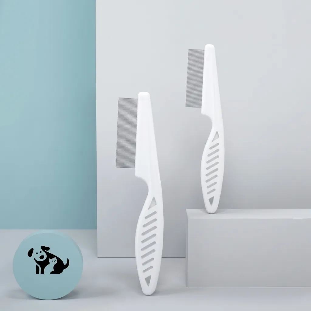Pet Flea Comb Stainless Steel Fine Tooth Lice Removal Brush For Dogs And Cats Professional Grooming Cleaning Hair Tool White