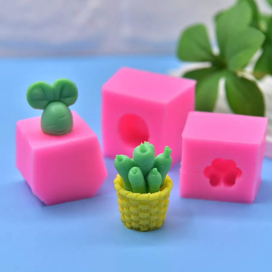 Basket Carrot Succulent Silicone Mold DIY Handmade Fondant Cake Decorating Candle Soap Craft Tool