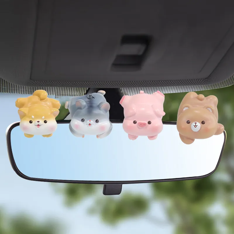 Mini Animal Figurines Resin Cute Kawaii Cartoon Computer Screen Monitor Desktop Car Dashboard Edge Hanging Decor Ornaments