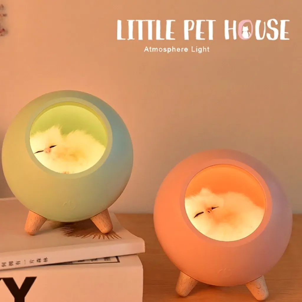 Little Pet House Night Light Beech Wood ABS Dimmable Warm Atmosphere Lamp With Bluetooth Speaker For Bedroom