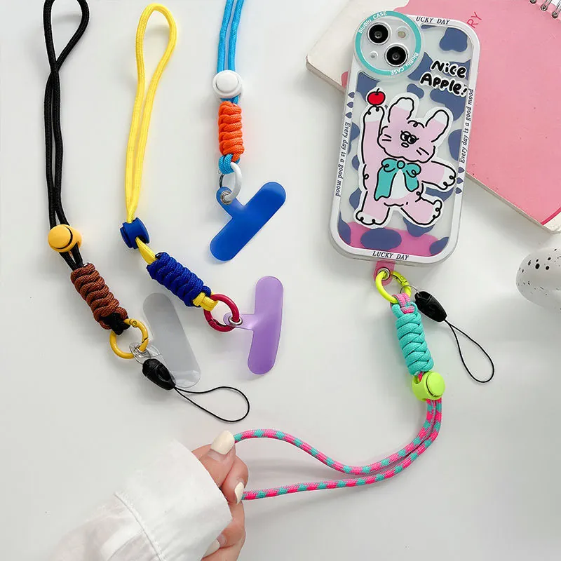 Cordon De Téléphone Universel Tressé En Polyester Nylon Sangle Réglable Bandoulière Poignet Sportif Coloré Crochet Métal