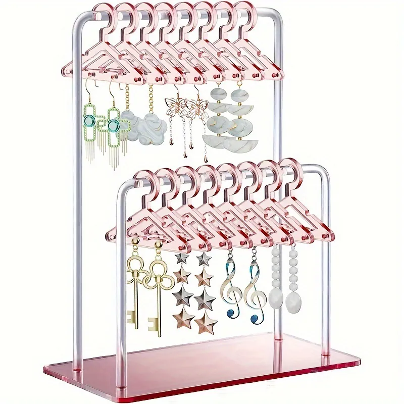 Acrylic Earring Display Stand Miniature Clothes Hangers Hanging Jewelry Organizer Rack For Dangle Stud Earrings Decorative