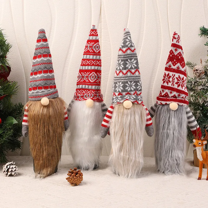 Funda para Botella de Vino de Gnomo Navideño Decoración de Papá Noel Sin Cara Para Vino Tinto Champán Mesa Fiesta Hogar Ornamento