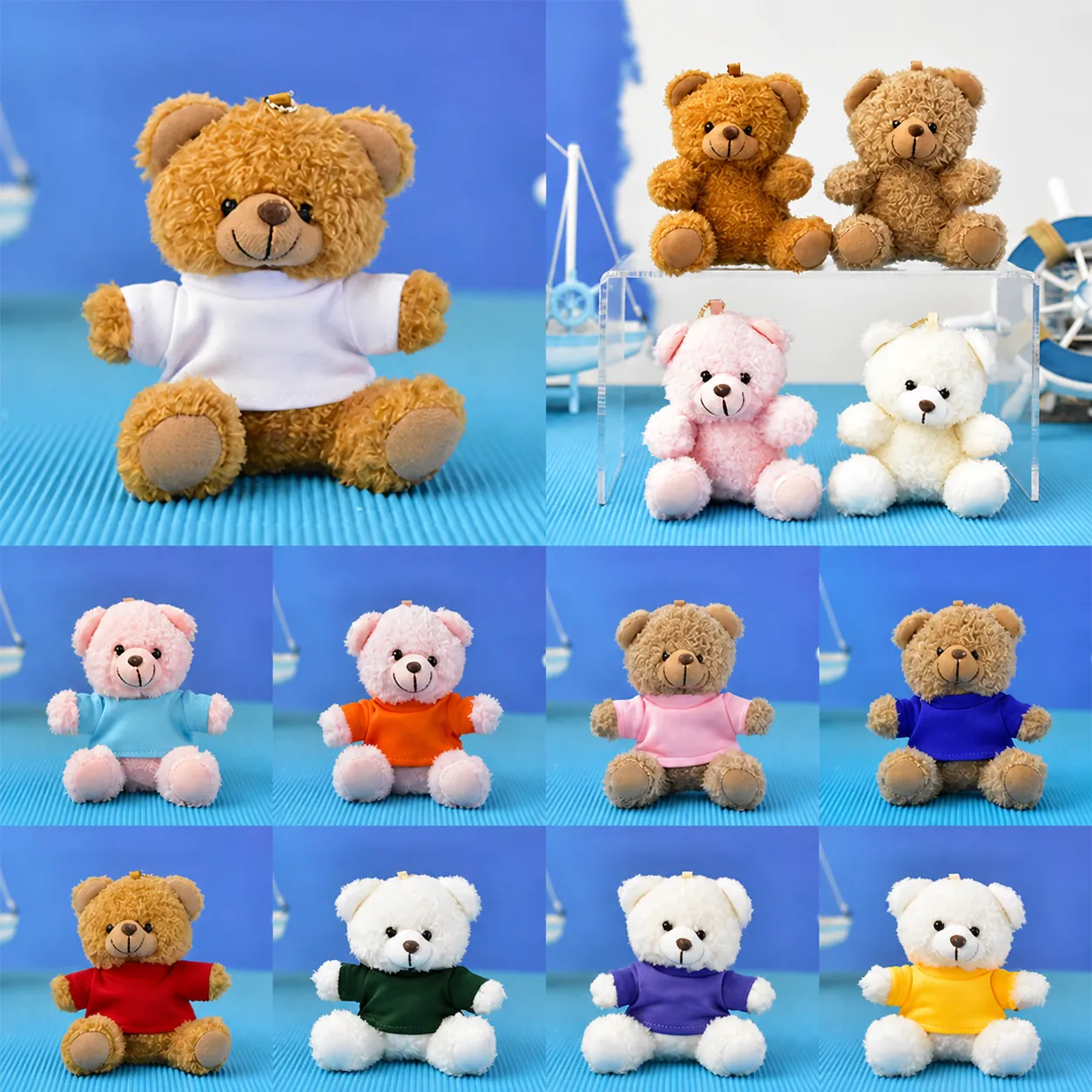 Cute Mini Teddy Bear Plush Keychain Toy Stuffed Animal Backpack Pendant Doll For Handbag Key Accessory For Kids Women Party Favor