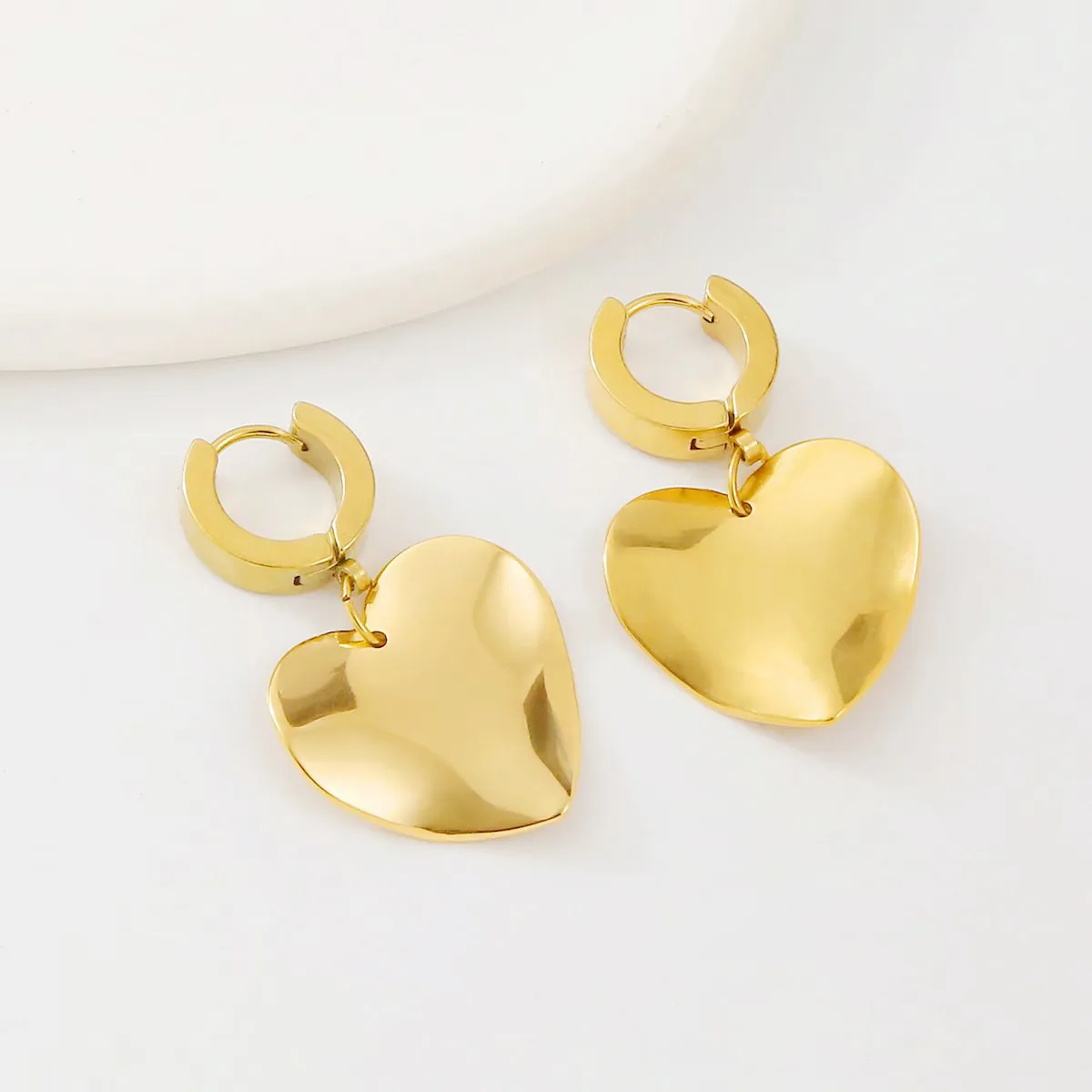 Élégantes Boucles d'Oreilles Créoles en Acier Inoxydable Plaqué Or pour Femmes Boucles d'Oreilles Pendantes Géométriques