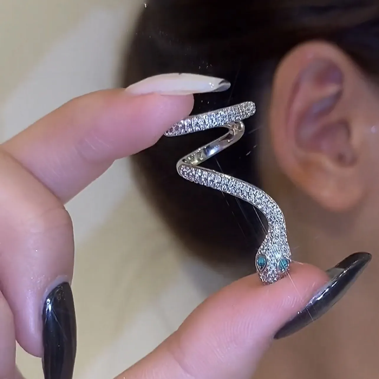 Boucles Oreilles Manchette Serpent Avec Tige En Argent Sterling 925 Zirconium Design Animalier Style Luxe Femme