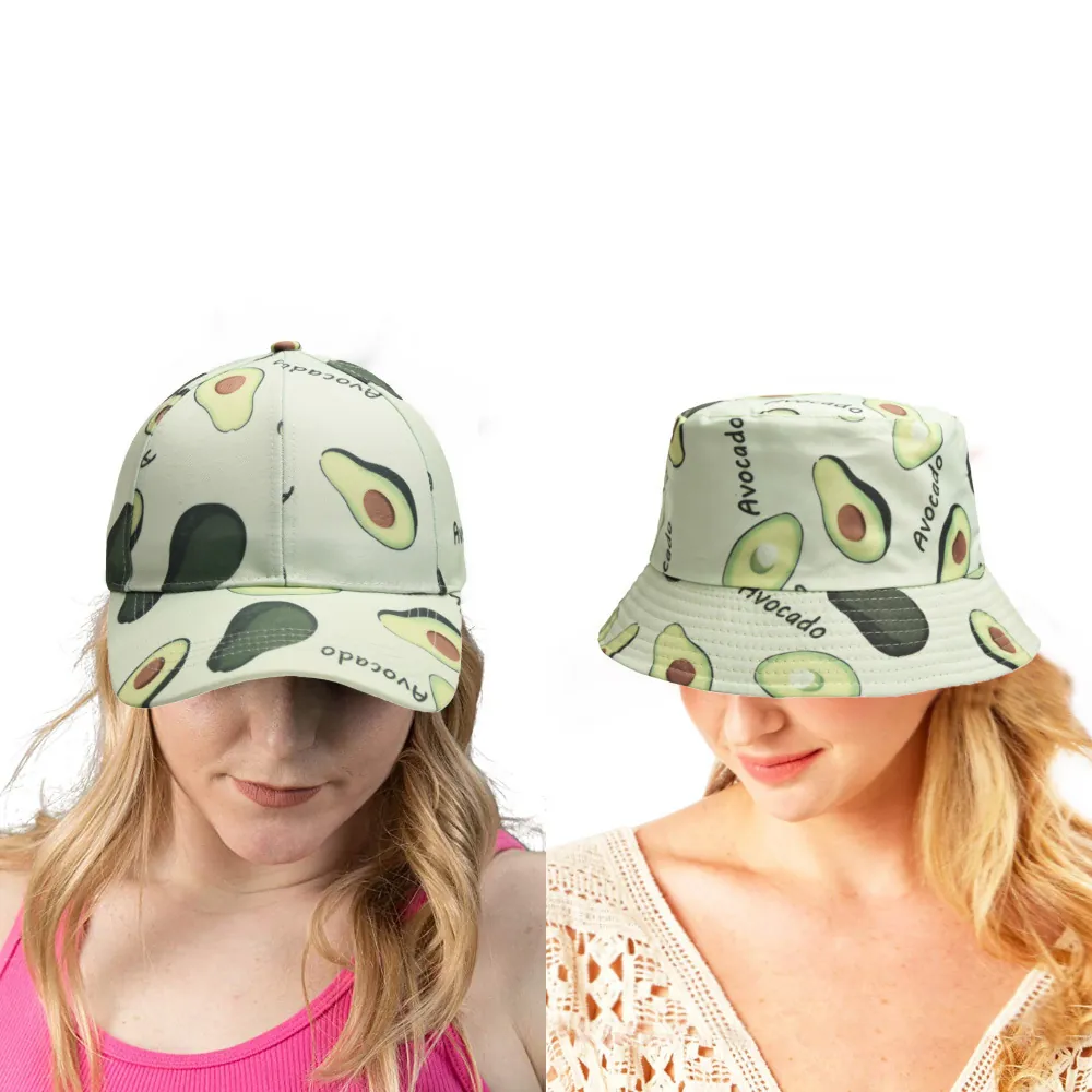 Baseball Cap And Bucket Hat Cotton Polyester Digital Printing Sun Protection Outdoor Avocado Tie Dye Pattern For Adults