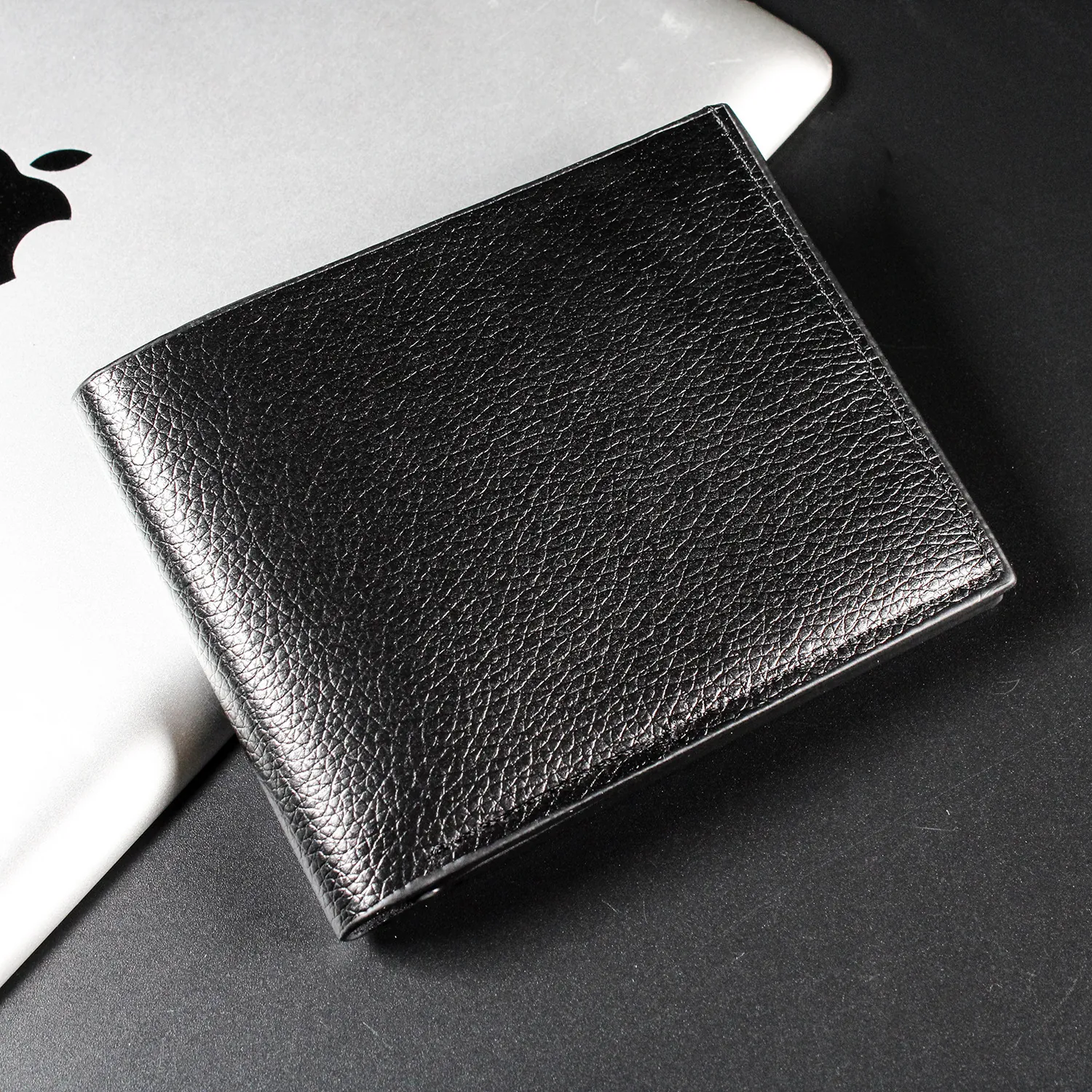 Men Bifold Wallet Pebble Grain PU Leather Slim Short Multi Card Slots ID Window Business Casual Purse