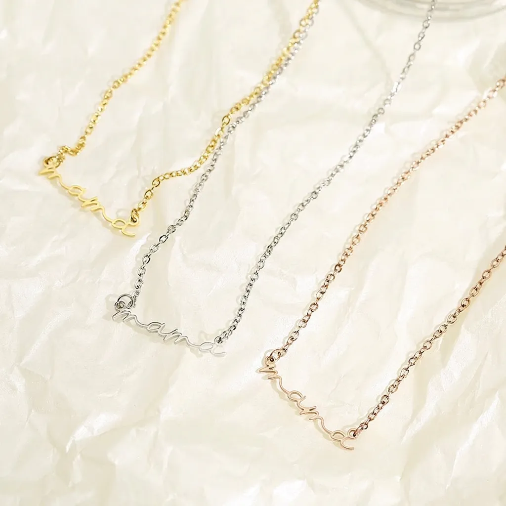 Collier Pendentif Lettre Mama Acier Inoxydable Police Manuscrite Bijoux Élégants Pour Femmes Cadeau Fête Des Mères