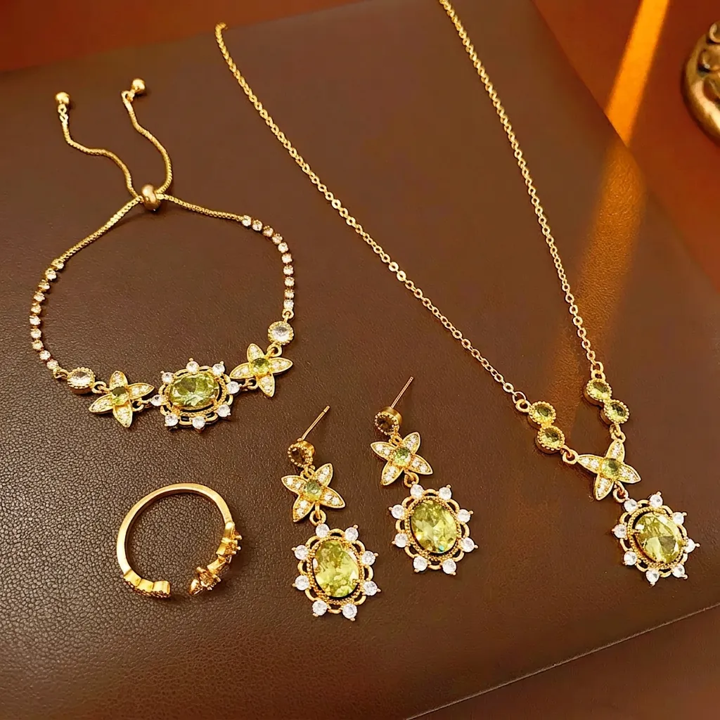 Collier Bracelet Bague Et Boucles D Oreilles Vintage En Cuivre Zircon Avec Tige En Argent Pour Femmes Style Palais Luxe