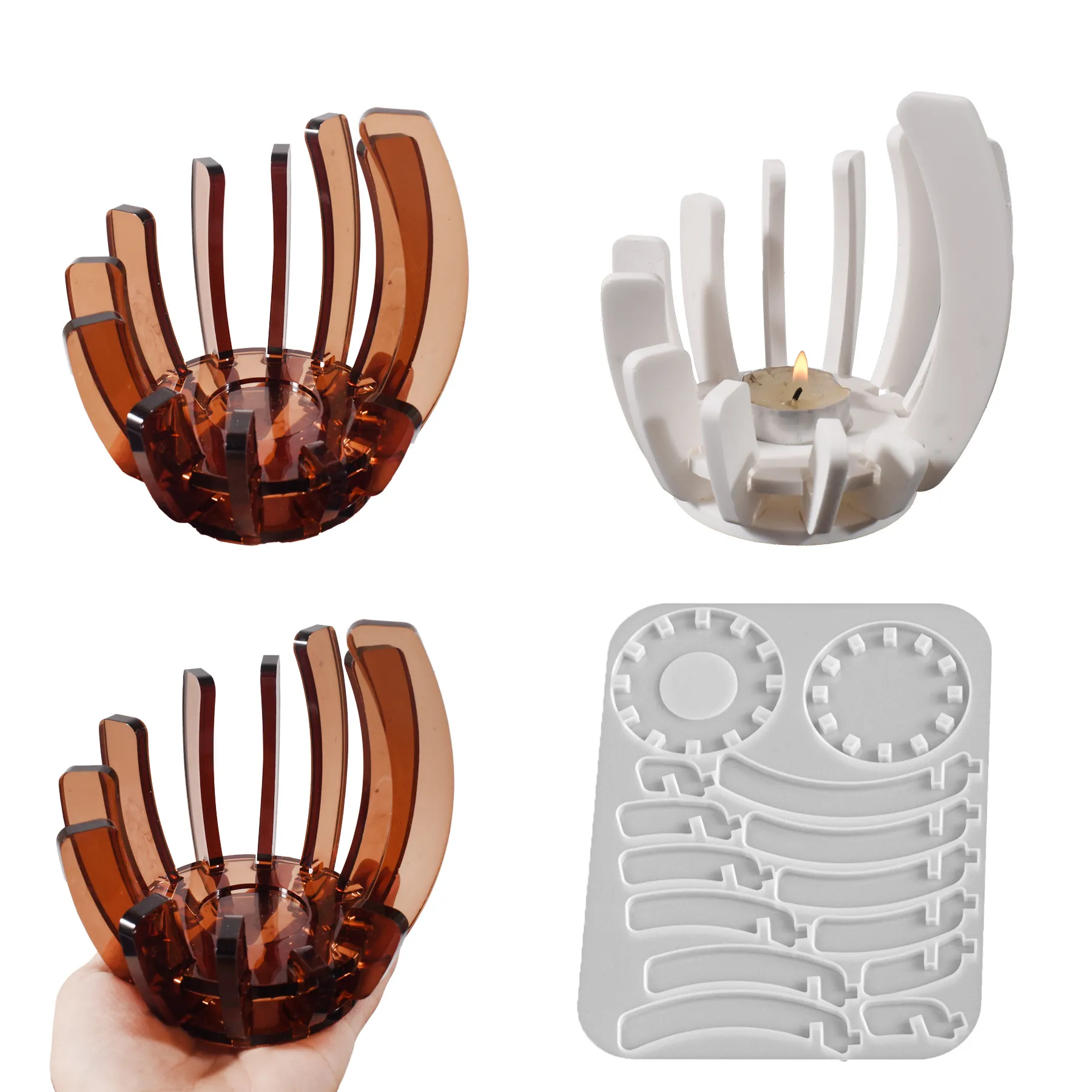 Silicone Mold For Candle Holder Abstract Minimalist DIY Resin Plaster Casting Tea Light Stand Desktop Ornament